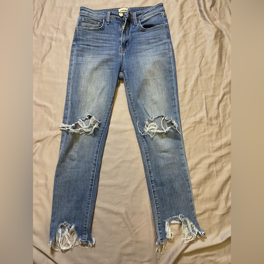 L’agence destructed straight jeans in blue color Size 26
